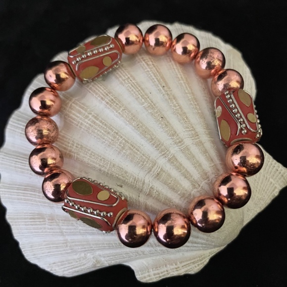 Grounding & Protection Rose Gold Hematite Beaded Stretch Bracelet - Picture 4 of 5